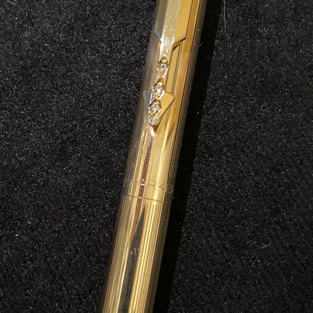 【美品】 PARKER パーカーボールペン アロー ゴールド 3連ダイヤ？装飾