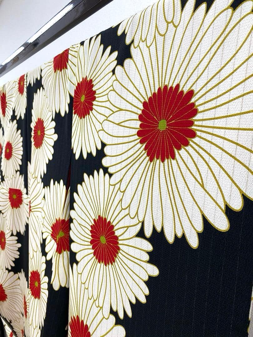 2尺袖 ブランド ポリエステル着物 和風館 縦金通し 大輪 袴用