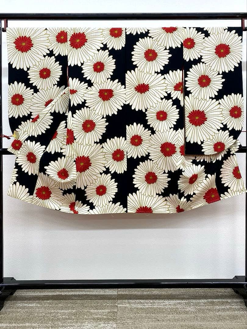 2尺袖 ブランド ポリエステル着物 和風館 縦金通し 大輪 袴用