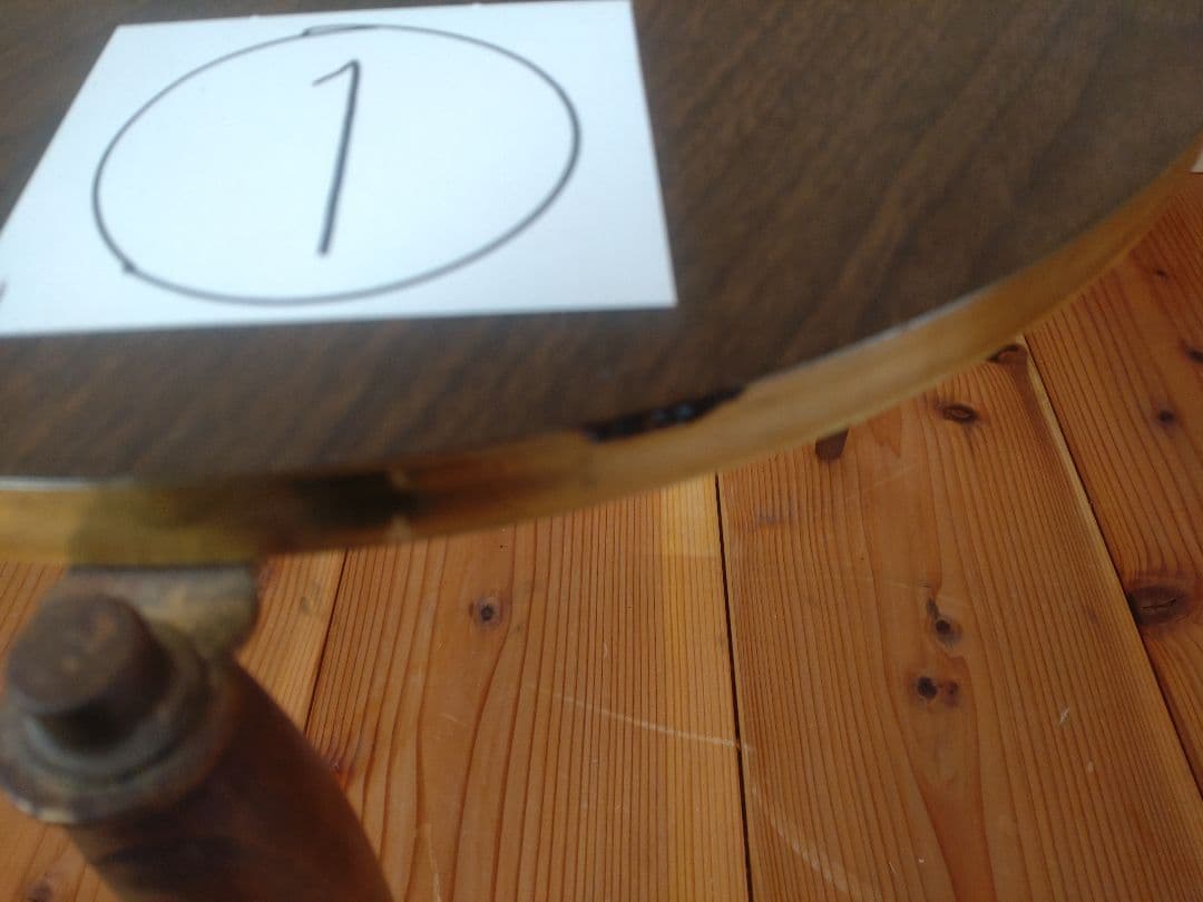 スタッキング丸テーブル　3脚セット　メラミン化粧板　昭和レトロ