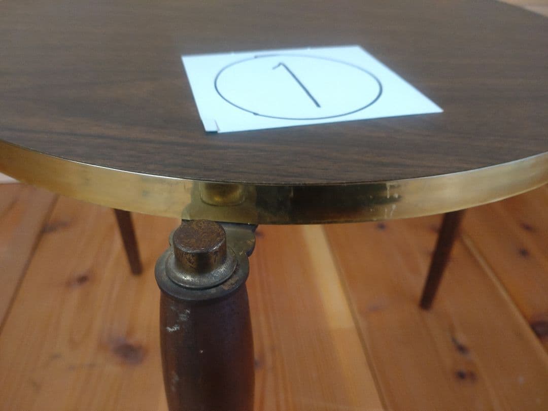 スタッキング丸テーブル　3脚セット　メラミン化粧板　昭和レトロ