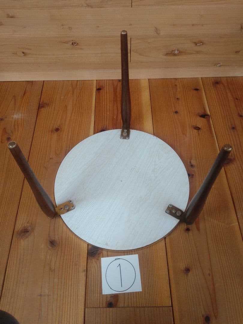 スタッキング丸テーブル　3脚セット　メラミン化粧板　昭和レトロ