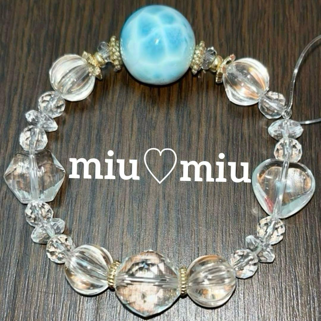 ラリマー 大玉18.3mm＆六芒星・ハート水晶キラキラ✧*。天然石ブレスレット