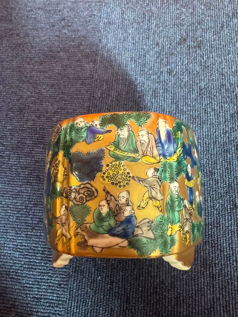 1811 九谷焼　九谷木米　金彩色絵賢人図　香炉　蓋なし