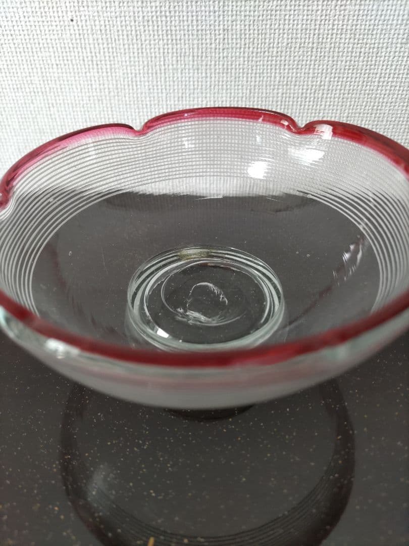 明治〜大正期　千段巻　輪花 金赤べり　氷コップ