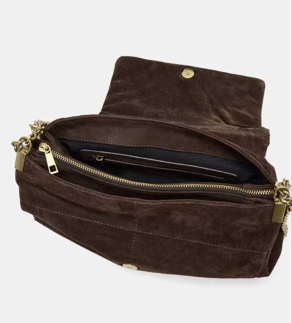 ZARA ダークブラウン スエード ショルダーバッグ自宅保管