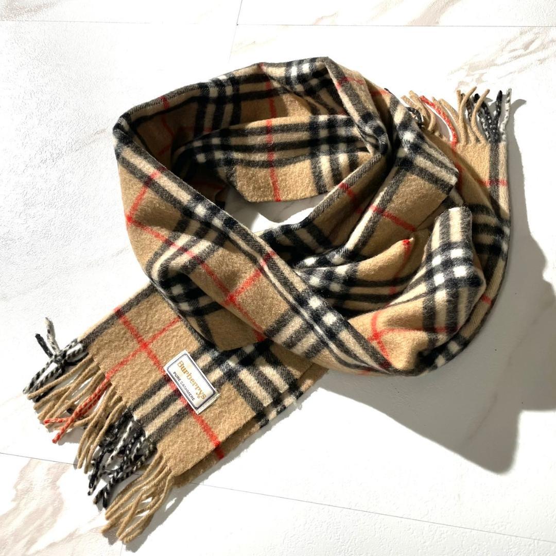 極美品✨バーバリー マフラー ノバチェック カシミヤ100％ 英国製 ベージュ