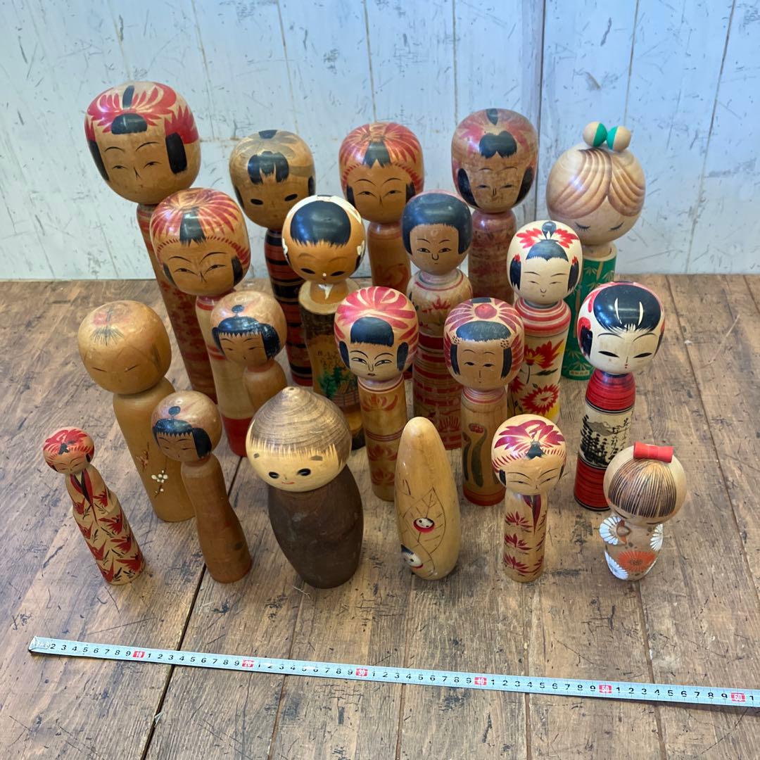 昭和レトロ こけし 小芥子 20体セット セット売り まとめ売り 木製 郷土人形