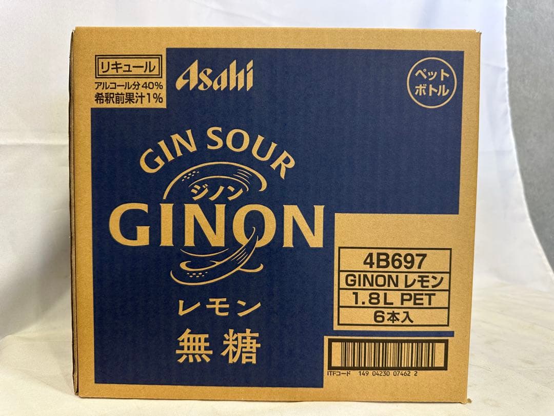 12) アサヒGINON ジノン 無糖 レモン 1.8Lペット×6本入り 40％