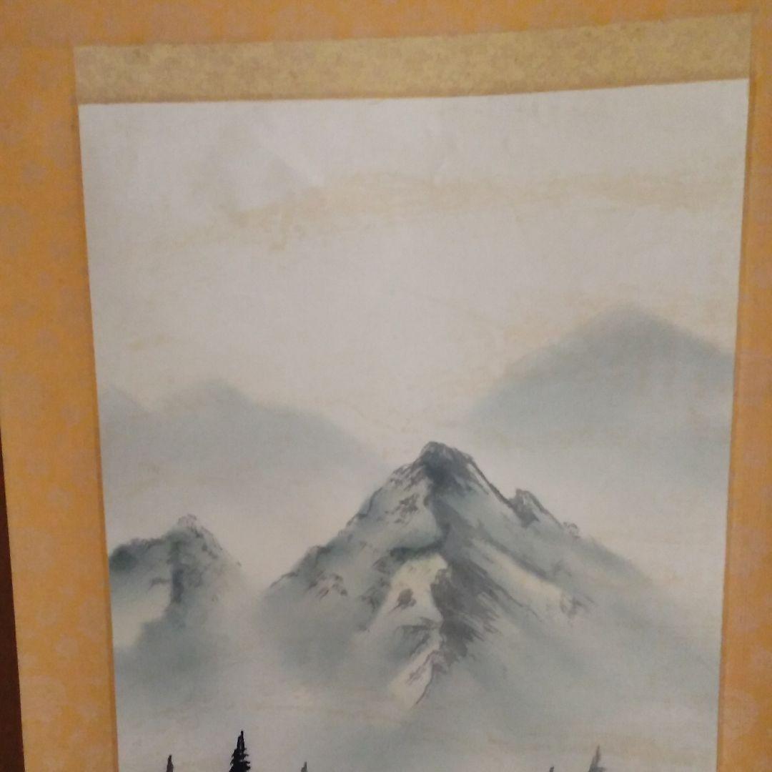 掛け軸　山水画　油書作品　徳松 作