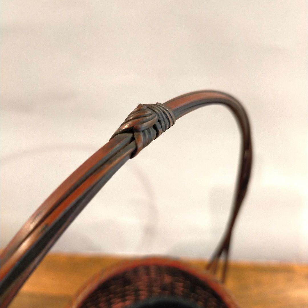 【岩尾豊南】竹細工 花籠 花器 茶道具 在銘　手編