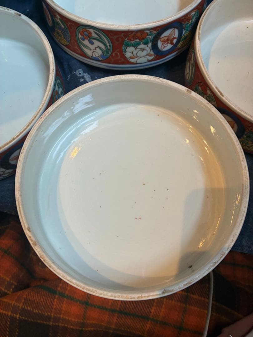 古伊万里　色絵　陶重　重箱　お節料理　江戸時代　傷直しあり　欠け無し