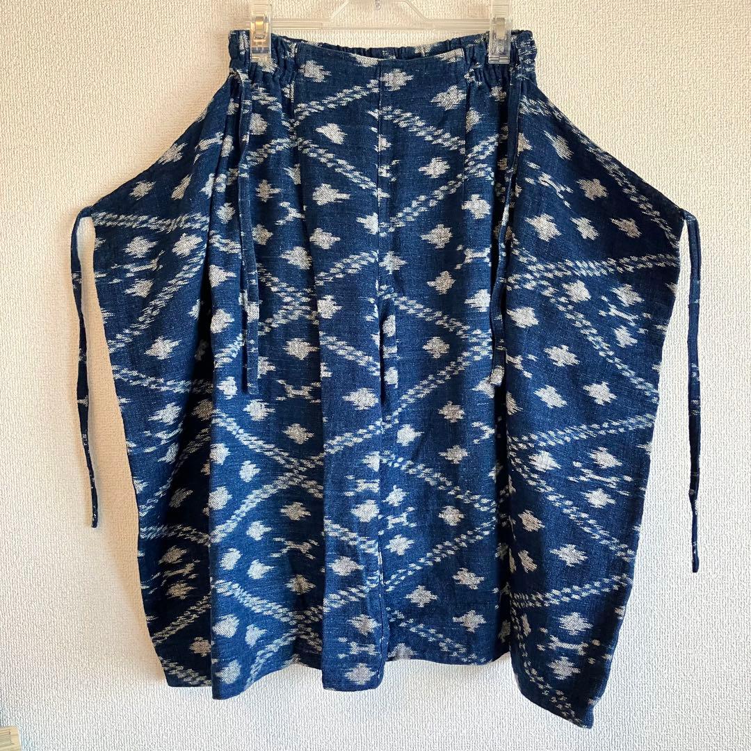 sorairo★うさとの服 藍染風・ヘンプ混 イカパンツ／巻きスカート風
