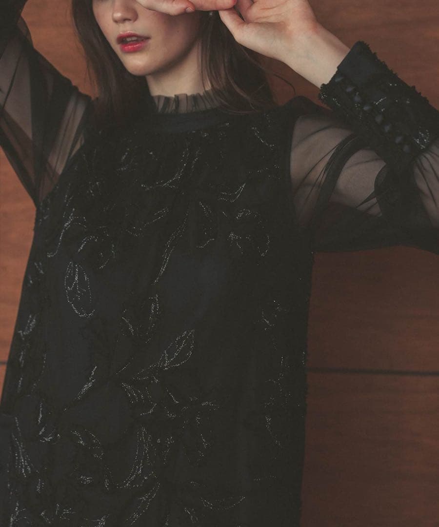 7★新品★La cadence　フェザーフラワーチュールドレス　ブラック　M