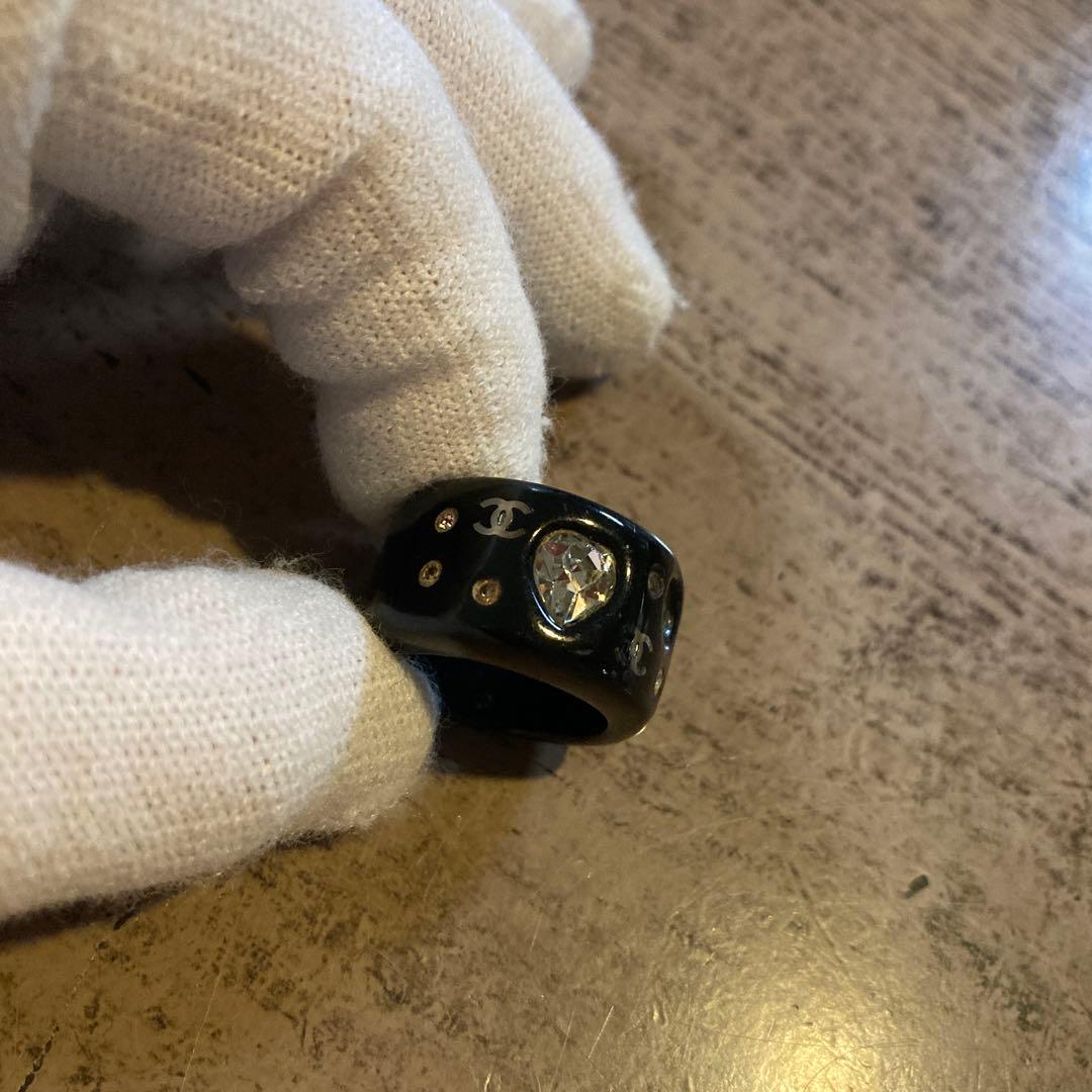 CHANELリング.ヴィンテージ★ココマーク.ハートモチーフラインストーン