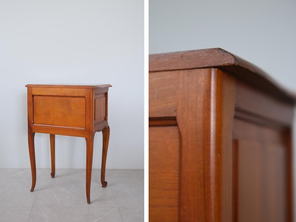 フランスアンティーク猫脚ナイトテーブル/木製キャビネット机飾り棚(82-195)