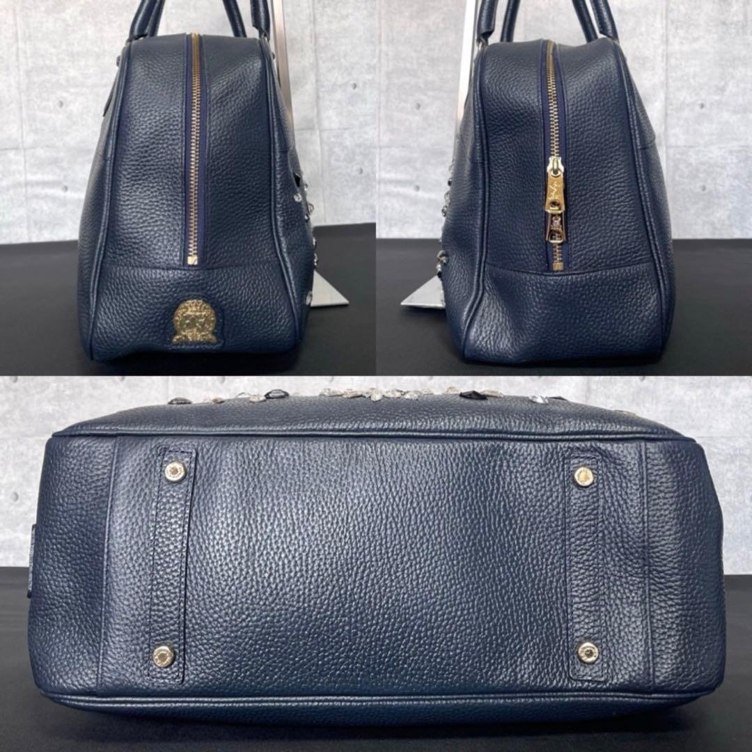 専用品A.D.M.J シュリンク型押し クリスタル ネイビー ボストンバッグ