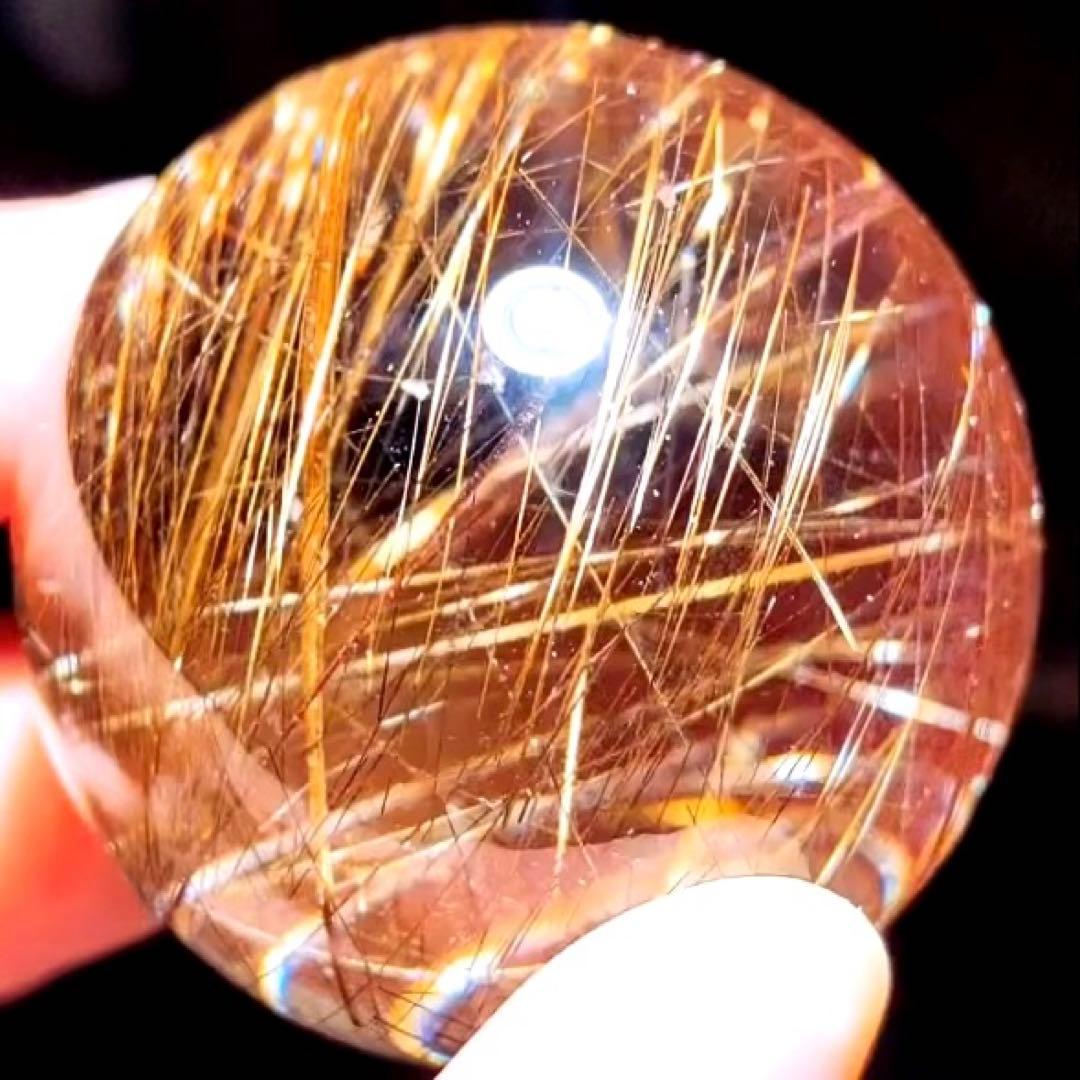 超絶綺麗✨48mm ゴールドルチルクォーツ　丸玉スフィア　金針水晶