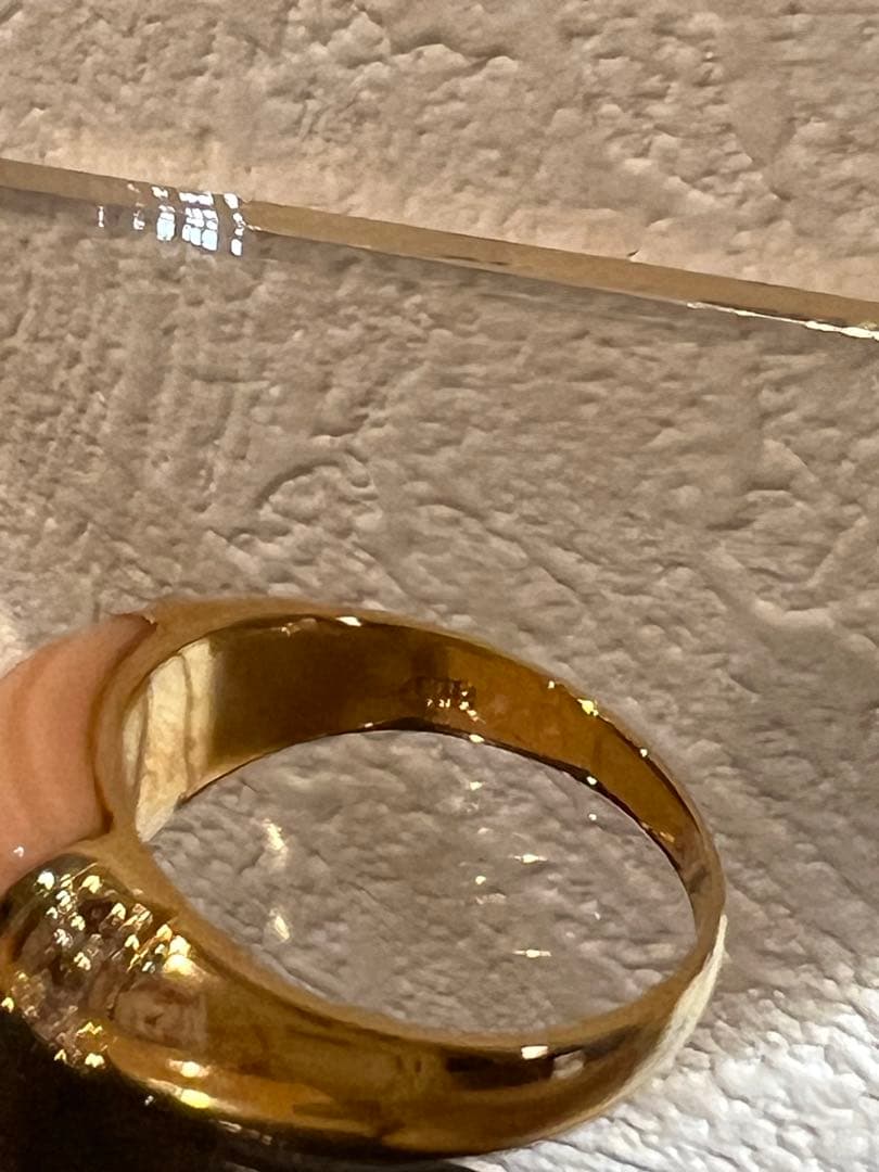 K18 天然サンゴ ダイヤモンド リングカボション ピンク系6.3g 刻印あり