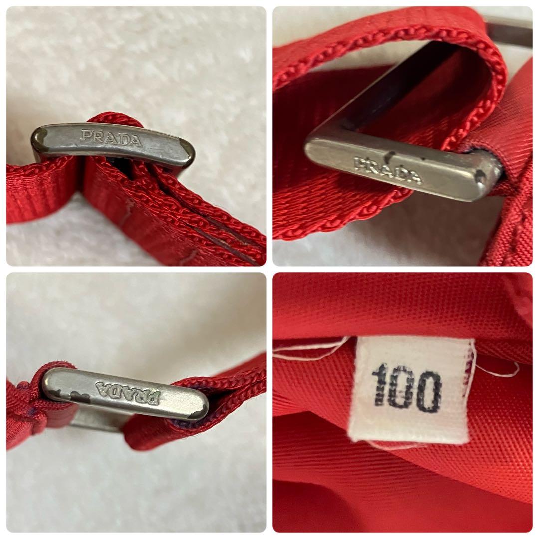 PRADA ショルダーバッグ サコッシュ 斜めがけ トライアングルロゴ レッド