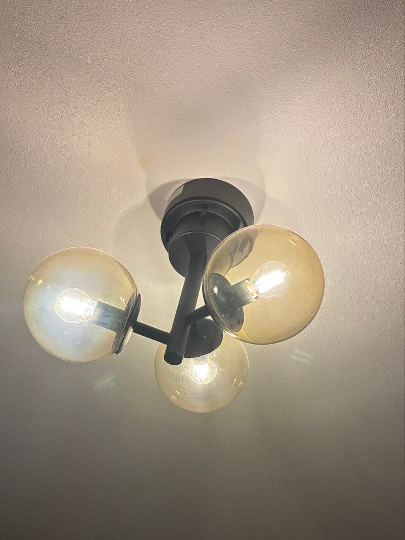 【unico】ブラック 3灯 シーリングライト ガラスシェード