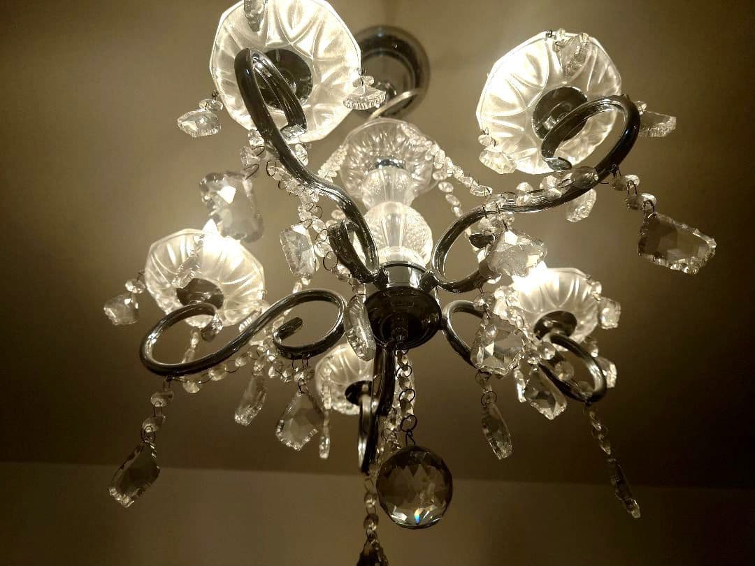 シャンデリア 5灯　クリスタルガラス アンリ シルバー LED対応