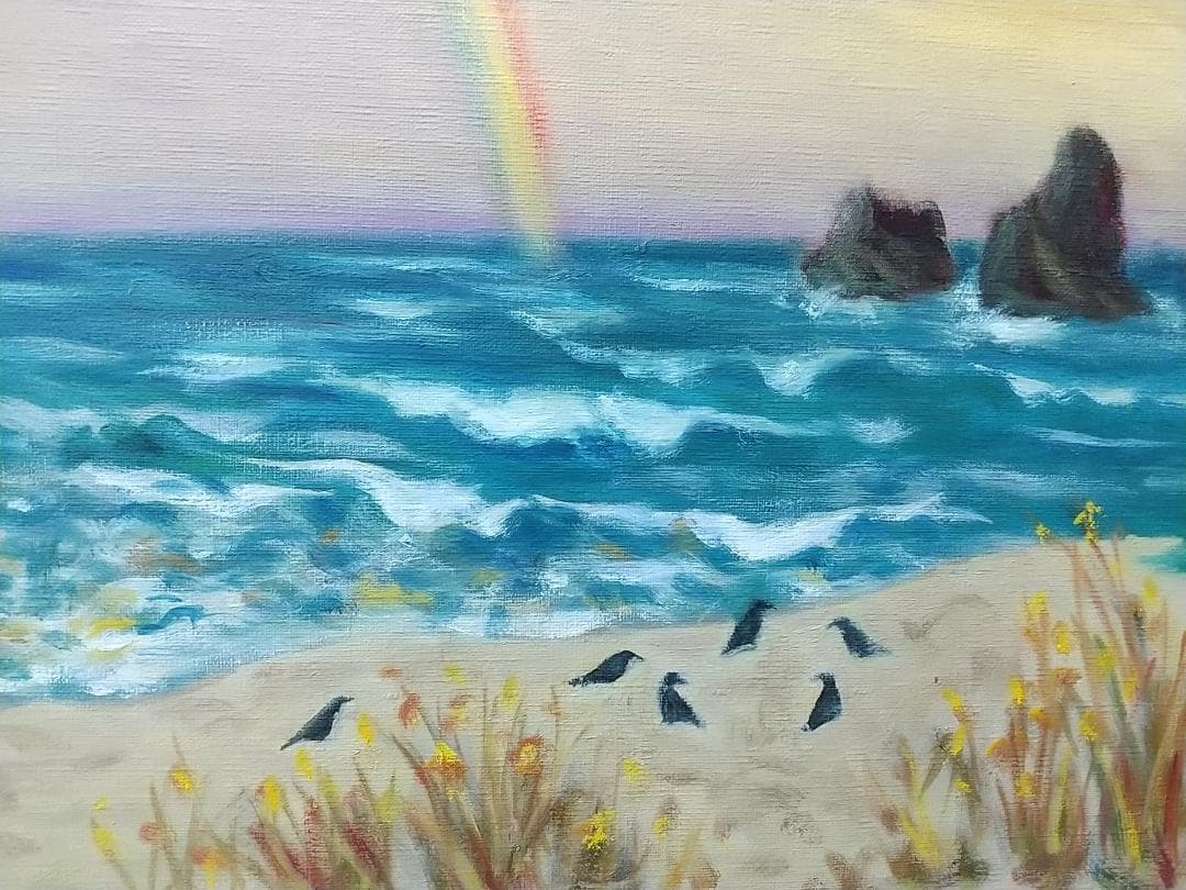 「親不知海岸」油絵 F6 絵画 油彩画 風景画 アート