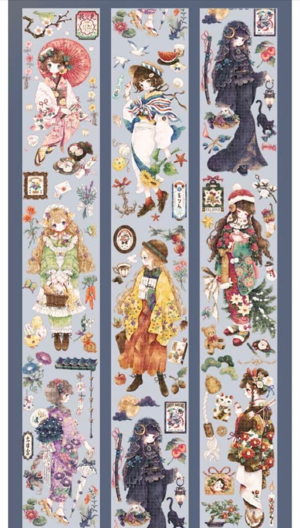 ✩再販✩J22＃四季歌(水晶PET)切り売り海外人物マステ季節日記手帳