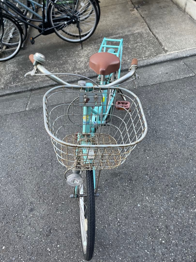 子供用自転車 水色 前面バスケット付き
