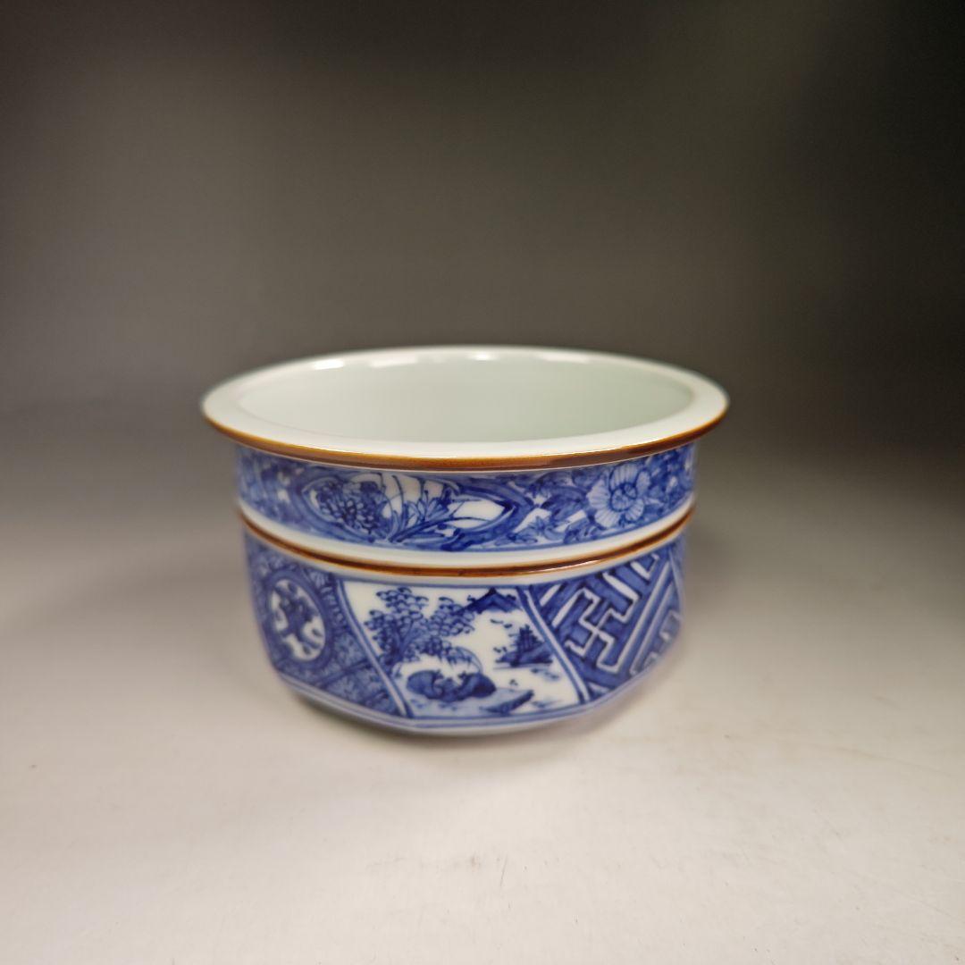 イ364 皆具『平安昭阿弥造』『祥瑞切り立腰捻　台子皆具　共箱』茶道具　染付