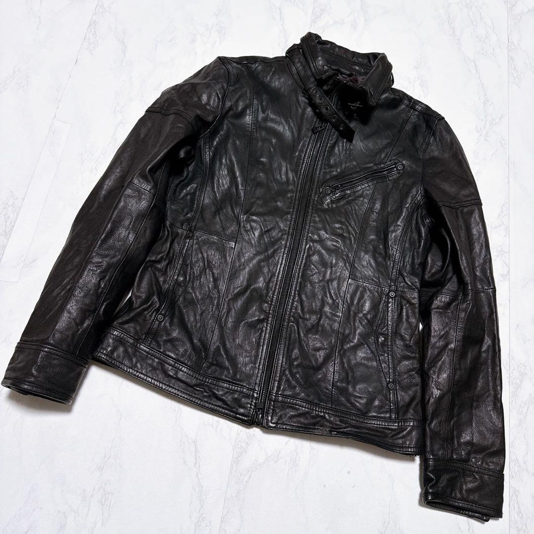 ニコルクラブフォーメン ゴートレザー レザージャケット 黒46
