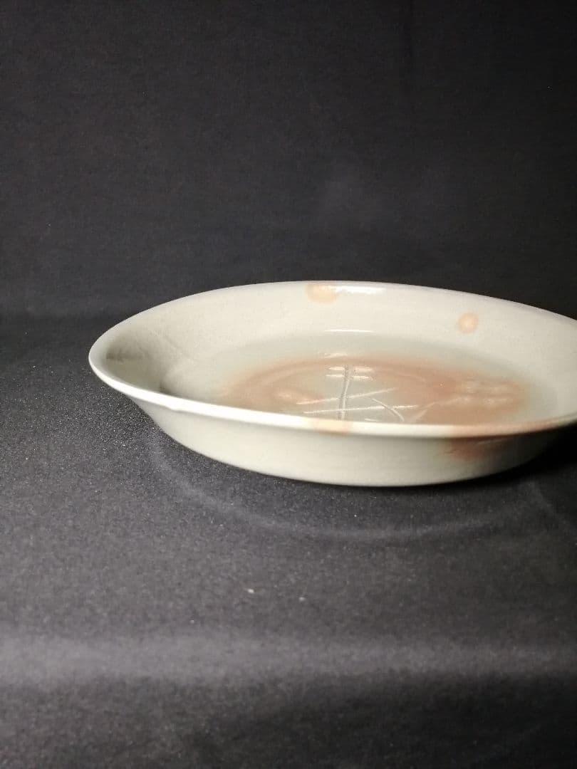 【茶道具】信楽焼 寺垣外窯 杉本貞光造 御本寿文字丸皿　懐石215