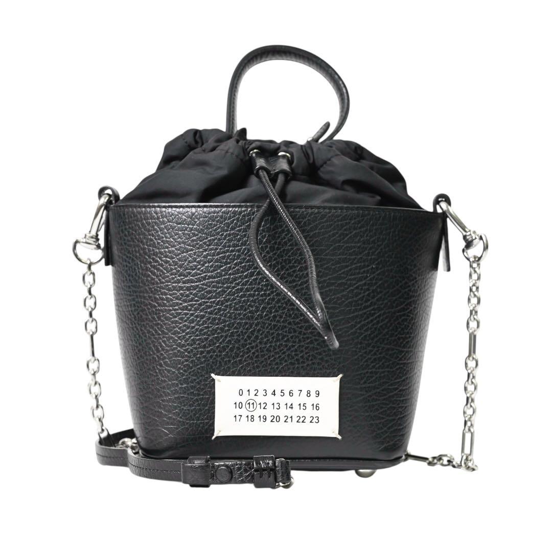 【美品】メゾンマルジェラ ブラック ショルダーバッグ 5ACバケットバッグ