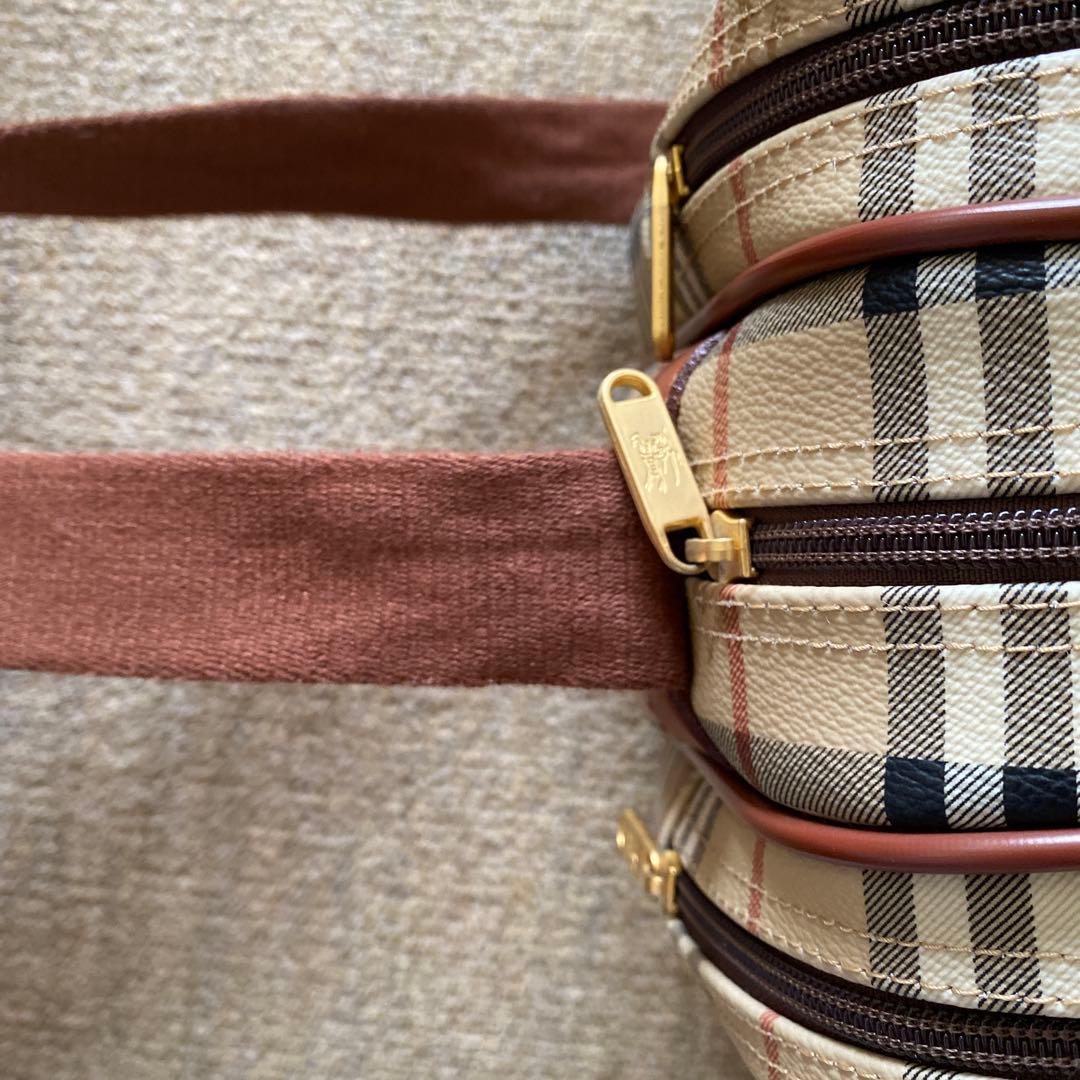 Burberryレザーキャンバス クロスボディ ショルダーバッグ ノバチェック