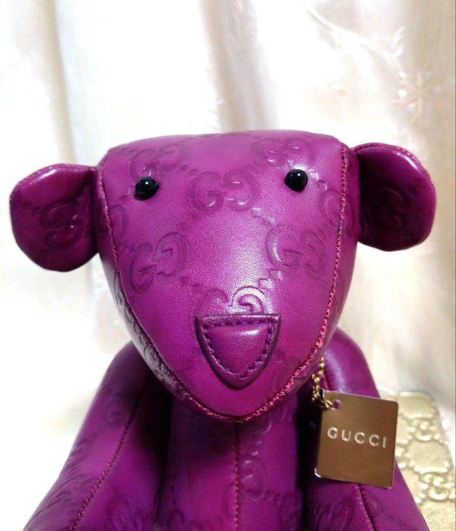 GUCCI　グッチGGシマ オール レザー　テディベア　ぬいぐるみ