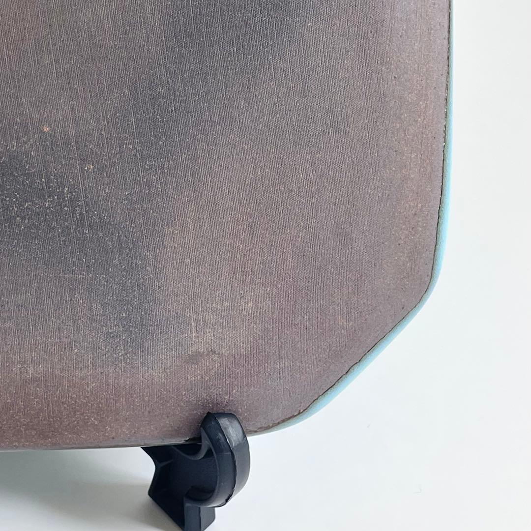 福島善三 鈞窯 角皿 22cm 人間国宝 本人銘 小石原焼 ちがいわ窯 青磁