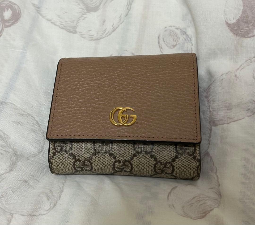 GUCCI GGモノグラム 二つ折り財布 ブラウン/ベージュ