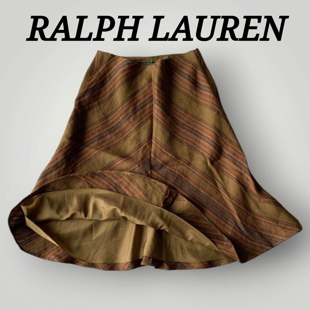 希少 RALPH LAUREN ラルフローレン リネン ストライプ スカート
