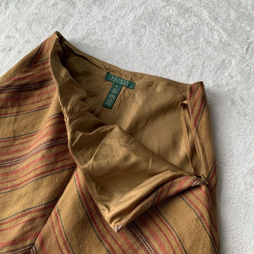 希少 RALPH LAUREN ラルフローレン リネン ストライプ スカート