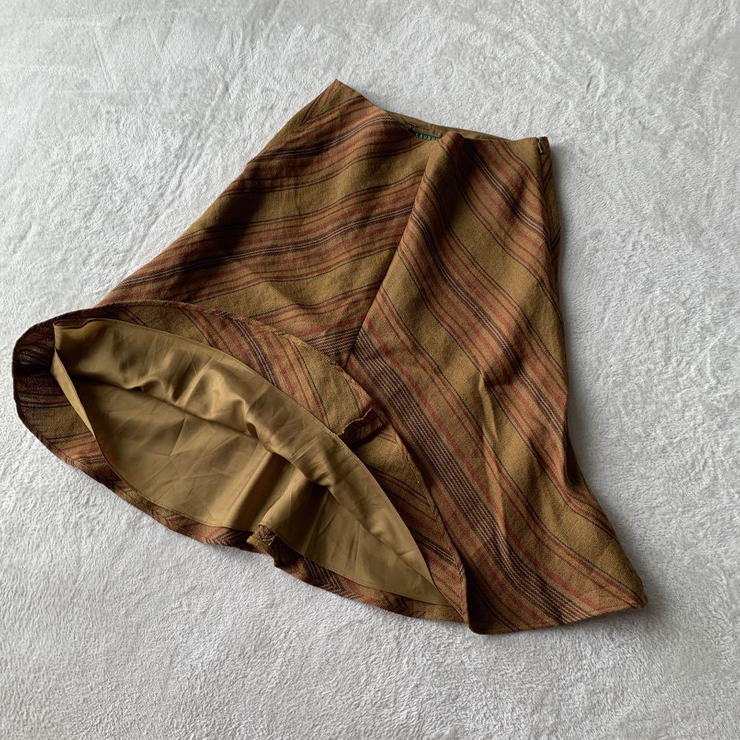 希少 RALPH LAUREN ラルフローレン リネン ストライプ スカート