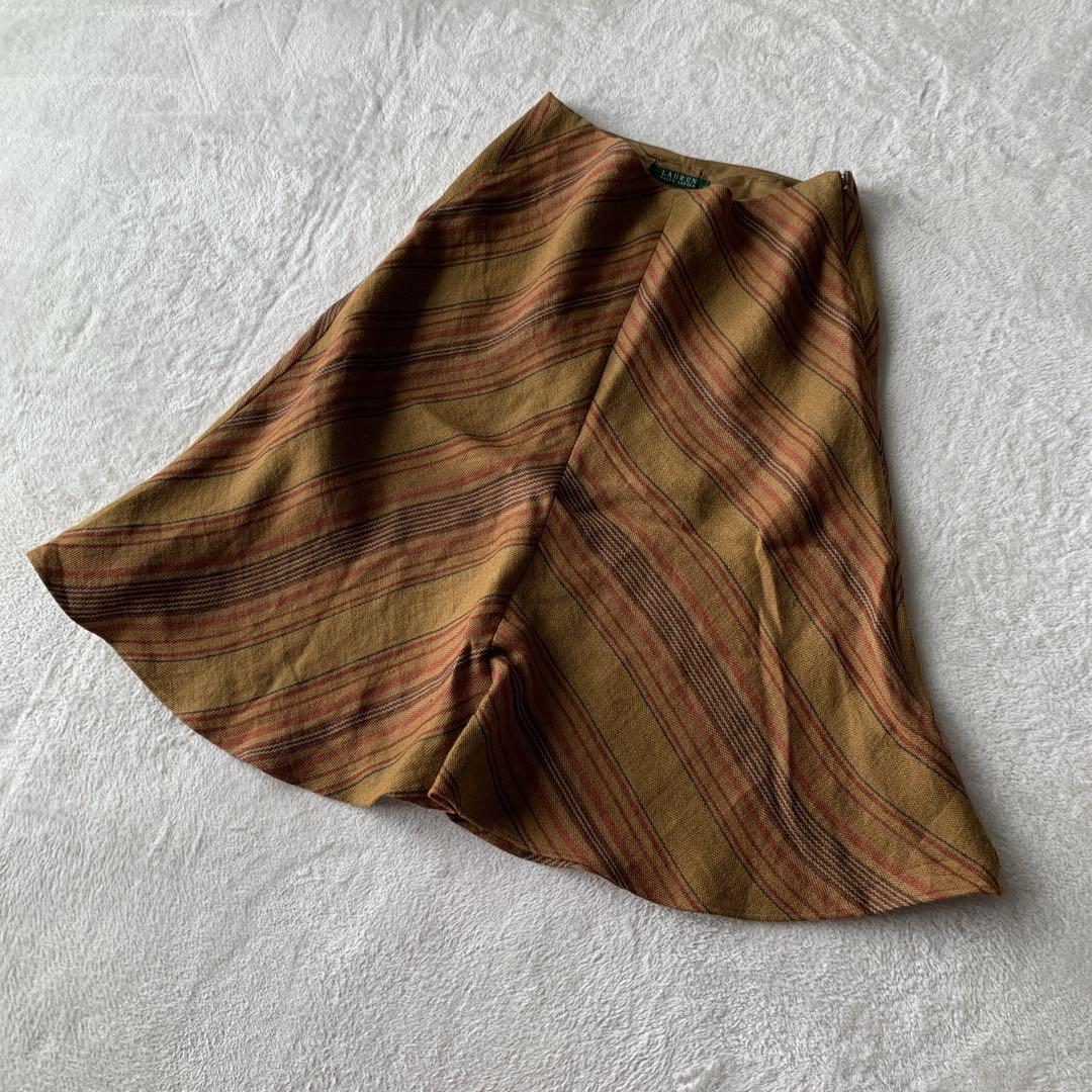 希少 RALPH LAUREN ラルフローレン リネン ストライプ スカート