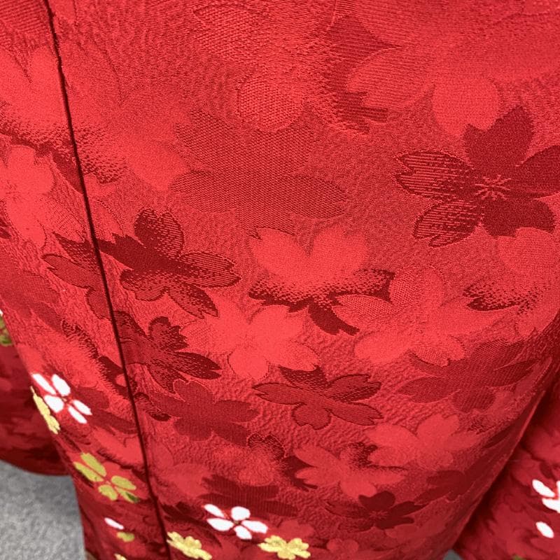 502z23〇小柄な方にも 中振袖 地紋 金彩 金駒刺繍 兎 赤〇成人式 結婚式