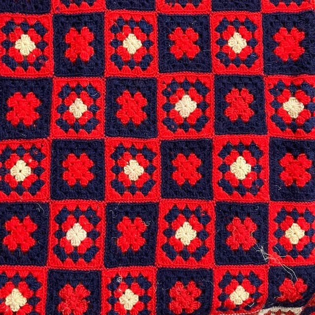 ヴィンテージ レトロ モチーフ編み ブランケット グラニー かぎ編み