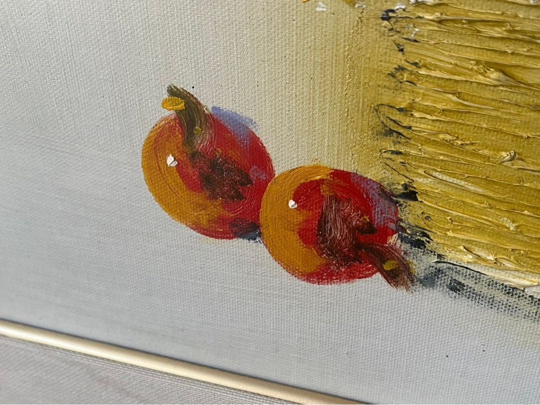 あき 星＊平山講平 花瓶の黄花図 油絵 インテリア額縁 F20 直筆サイン