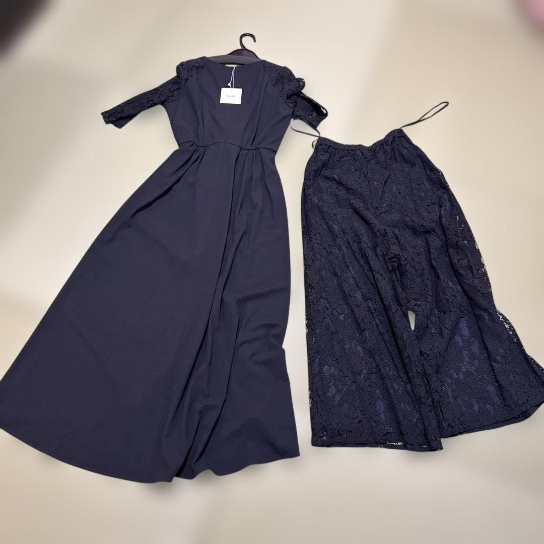 Rire Fete リルフェテ　 レースノットデザインパンツスーツ　ドレス