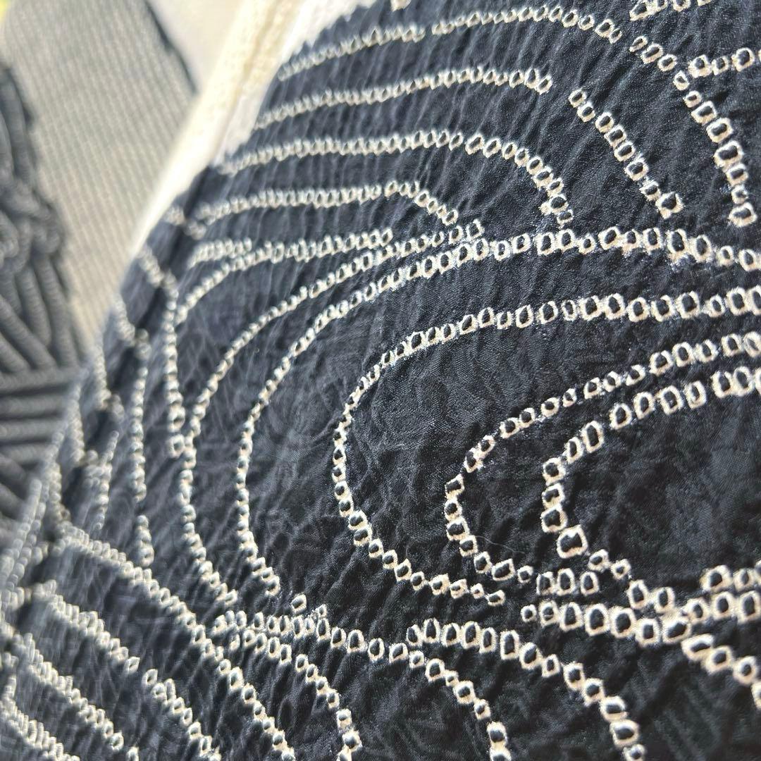 390 振袖フルセット 正絹 絞り 白地 黒 赤 緑 多色 カラフル 金彩