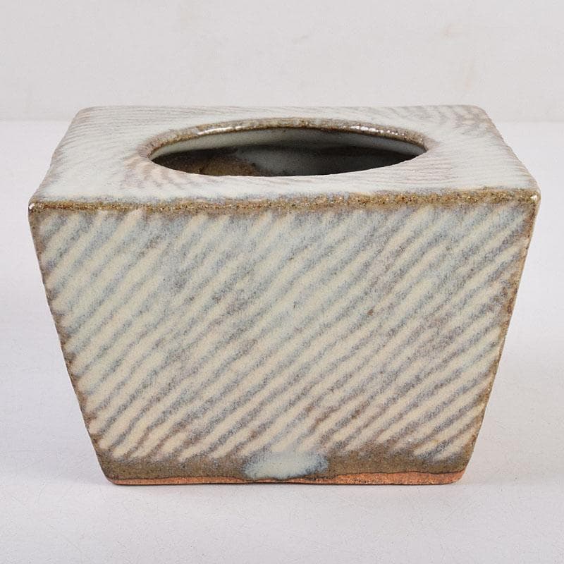 益子焼　島岡達三作　象嵌　四方灰皿　共箱　C　R8944