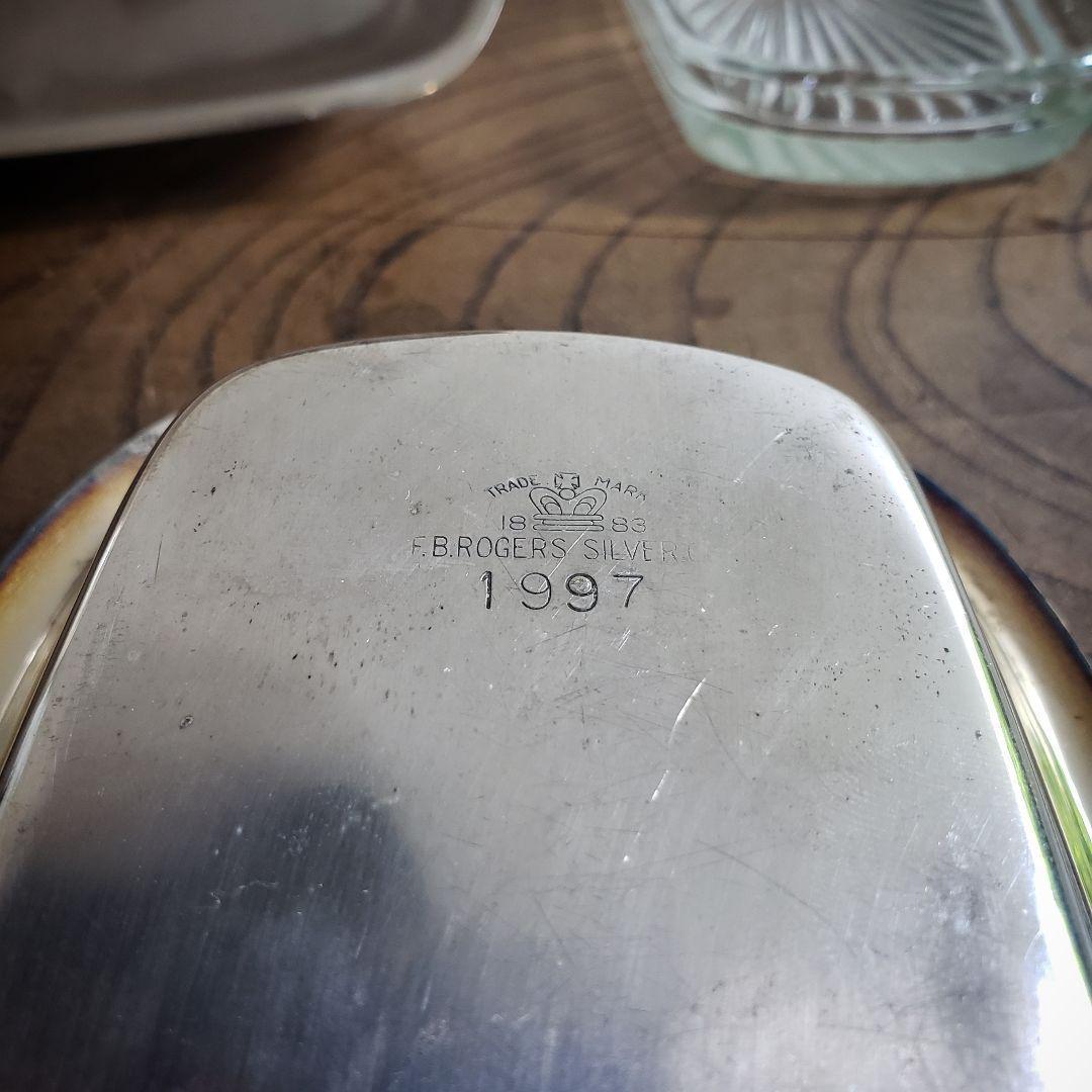 バターケース シルバープレート ビンテージ アンティーク ガラス受け