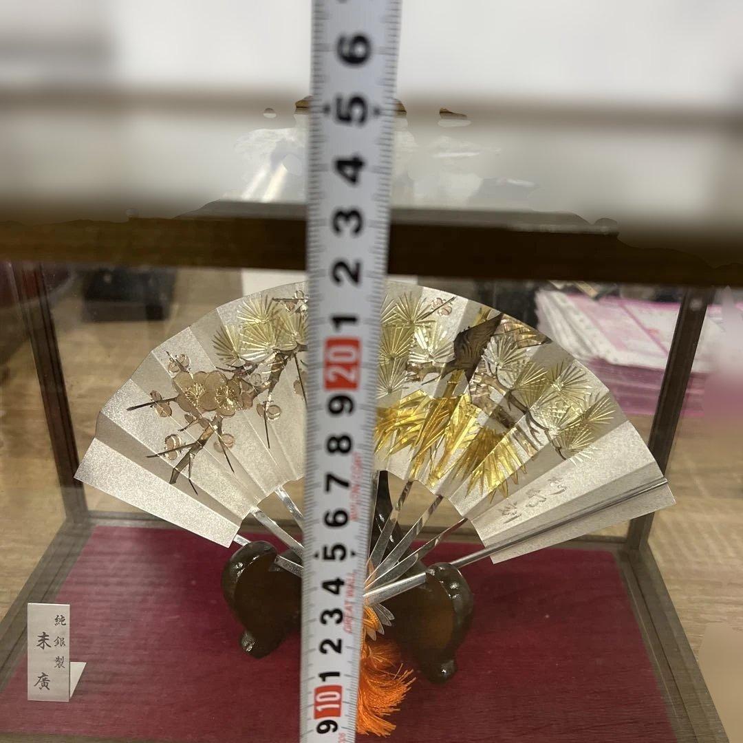 217 純銀製　扇子額飾り