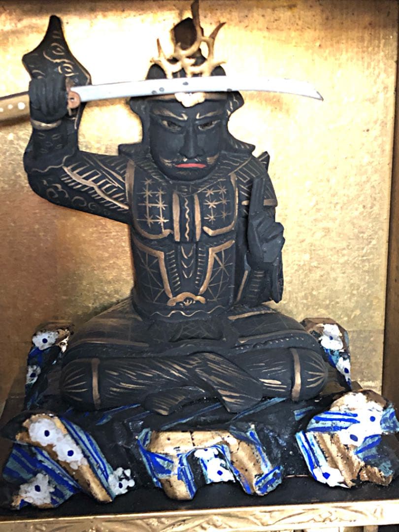 仏教美術 隠れキリシタン 彩色 妙見菩薩像木彫色 仏像 厨子